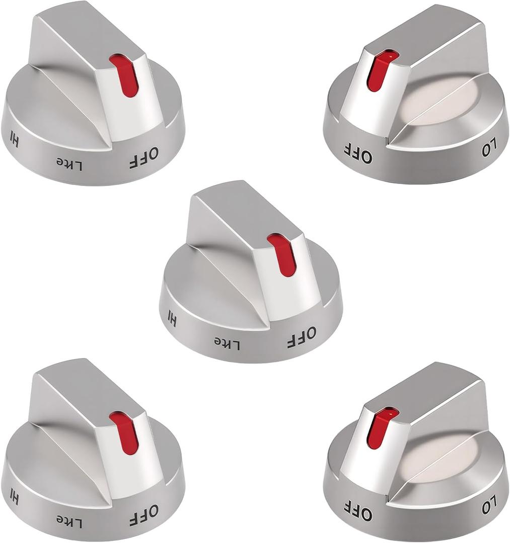 5-Pack Upgraded DG64-00473A Burner Control Dial Knob Range Oven Replacement Compatible with Samsung Gas Range/Oven/Stove,Sturdy Stainless Steel Reinforcement Ring.