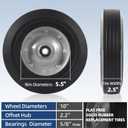 AR-PRO (2-Pack) 10" x 2.5" Flat Free Solid Rubber Replacement Tires - Flat-Free Tire and Wheel for Hand Trucks and Wheelbarrows with 5/8" Axles