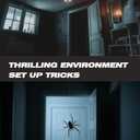 2 x Spider Scene Atmosphere Decoration, Simulated Plush Material, Hanging Black Spider Prank Toy, April Fool's or Birthday Fun Surprise Decoration and Prank Gifts(Medium Size)