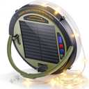 OGERY Solar Camping String Lights, 5400mAh/ 49.2FT/ 11 Modes Rechargeable Camping Lights Outdoor/Indoor, 4-in-1 Quick Storage Fairy Tent Lights Portable LED Lamp for Patio Yard Party Decor Essentials (Green)