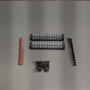 Joinfworld 35A Terminal Block 12 Position Screw Terminal Strip Dual Row with Cover and 12 Position Pre-Insulated Terminal Jumper Block - 2pcs