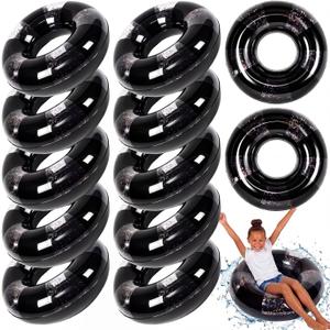 Simgoing 12 Pack Inflatable Pool Floats for Kids 24 Inch Glitter Swimming Ring with Sequined Inflatable Pool Tubes Toys for Boy Girl Summer Vacation Beach Party Favors