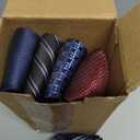 Men's Necktie Collections, Lot 5 PCS Classic Men's Silk Tie Set Necktie & Pocket Square with Gift Box