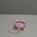 Kids Headphones, Safe 85db Volume Control Light Up Cat Ear Headphones for iPad Fire Tablet Kindle, On-Ear LED Children Headphones for School Learning Travel - Purple/Pink