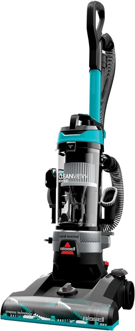 Bissell CleanView Rewind Upright Bagless Vacuum with Automatic Cord Rewind & Active Wand, 3534 (Black/Teal)