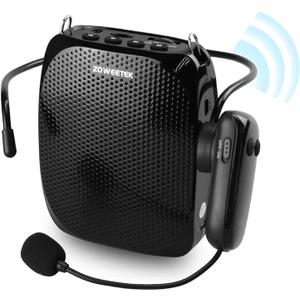 ZOWEETEK Original Voice Amplifier for Teachers with 2 Microphones, Wireless Voice Amplifier Microphone Headset, Portable Speaker Megaphone for Classroom, Training, Teaching, Yoga, Meeting, Speech (Black)