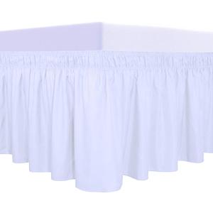 PureFit Wrap Around Ruffled Bed Skirt with Adjustable Elastic Belt - 18 Inch Drop Easy to Put On, Wrinkle Free Bedskirt Dust Ruffles, Frame Cover for Queen, King and C-King Size Beds, White