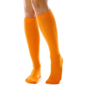 FITRELL Women's Knee High Socks Athletic Socks Stripe Tube Outdoor Sport Socks 1 Pack, Orange