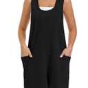 Nfsion Womens Summer Casual Sleeveless Romper Loose Crew Neck Shorts Lounge Overalls Jumpsuit with Pockets Small Black (S)