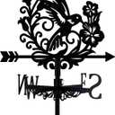 Bird Weathervane 26 Height Black Metal Hummingbird with Flower Weather Vane Roof Garden Direction Sign Windmill Wind Cups & Brackets for Outdoor Farmhouse Decoration Garden Yard Home Decor