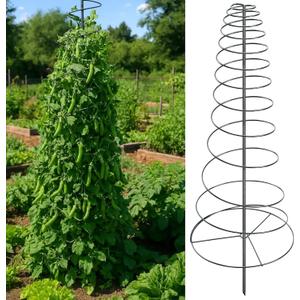 Spiral Frame Garden Trellis for Climbing Plants Outdoor - 12-72" Adjustable Heavy Duty Metal Support for Pole Beans,Snap Peas,Tomatoes,Cucumbers,Anti-Tip Plant Tower for Raised Beds, Backyard