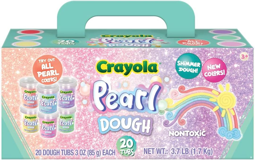 Crayola 18pk Pearl Dough 18pk x 3oz  Party Favors, Fidget Toys, Sparkling Colors for Creative Play, Safe Non-Toxic Crafting, Great Classroom Fun or Non-Candy Alternative