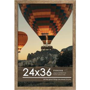 24x36 Poster Frame Natural Woodgrain Brown, Poster Frames 24 x 36 inches or 24x36 Picture Frames with HD Plexiglass Durable and Scratch-proof for Horizontal or Vertical Wall Mounting, 1 Pack