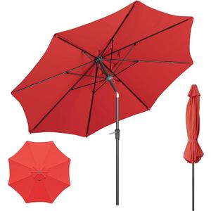 10 Ft Beanss Outdoor Patio Umbrella, Table Umbrella with Push Button Tilt and Crank, 8 Ribs Market Umbrella