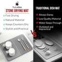 Stone Dish Drying Mat for Kitchen Counter Diatomaceous Earth Drying Mat | Fast-Absorbing, Minimalist Design, Durable Diatomite | Non-Slip, Heat Resistant, Easy-to-Clean | USA Brand | 15.7x11.8