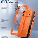 seacosmo for iPhone 17 Pro Case, Full Body Bumper with Built-in Tempered Glass Privacy Screen and Camera Lens Protector, Compatible with MagSafe, Shockproof 17 Pro Phone Case, 6.3", Orange