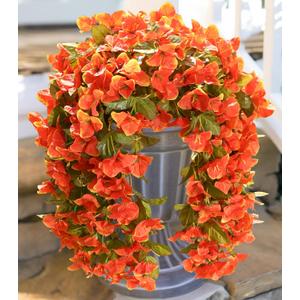 HyeFlora Bougainvillea Artificial Hanging Flowers Plants for Outdoors Decoration, 2pcs Faux Bougainvillea Vines Orange Fake Flowers Realistic UV Resistant Silk Flowers for Outside Planter Yard Porch