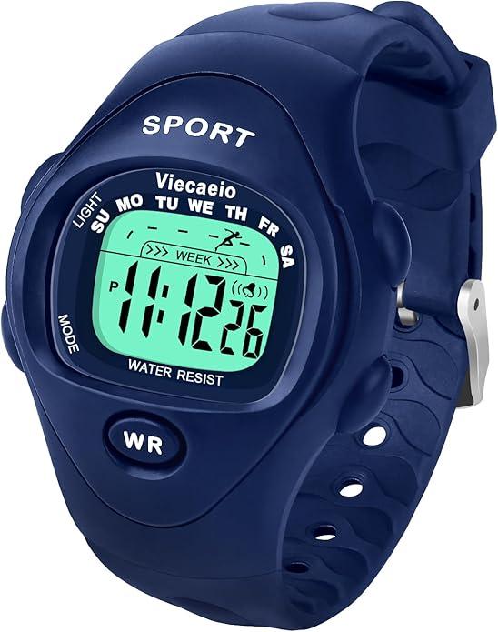 Viecaeio Kids Digital Watch, Suitable for 38 Years Old Boys and Girls Gift, with Waterproof, Shockproof, Stopwatch,Light and Alarm Clock, Easy and Comfortable (Navy Blue)