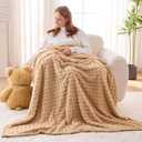 NEWCOSPLAY Super Soft Throw Blanket Brown Premium Silky Flannel Fleece 3D Waffle Checkered Lightweight Bed Blanket All Season Use (Brown, Throw(50"x70"))