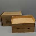 Bamboo Desk Organizer 3 Drawer with Shelf, Countertop Organizer with Drawers Makeup Storage Drawer 3 Drawers Tabletop Storage Organization Box Home Office Workspace