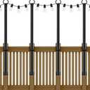 4 Pack String Light Poles,5Ft Metal Poles for Outdoor String Lights, Outdoor Light Poles with Post, Poles/Stand for Outside, Patio, Deck, Backyard, Garden Wedding, Party