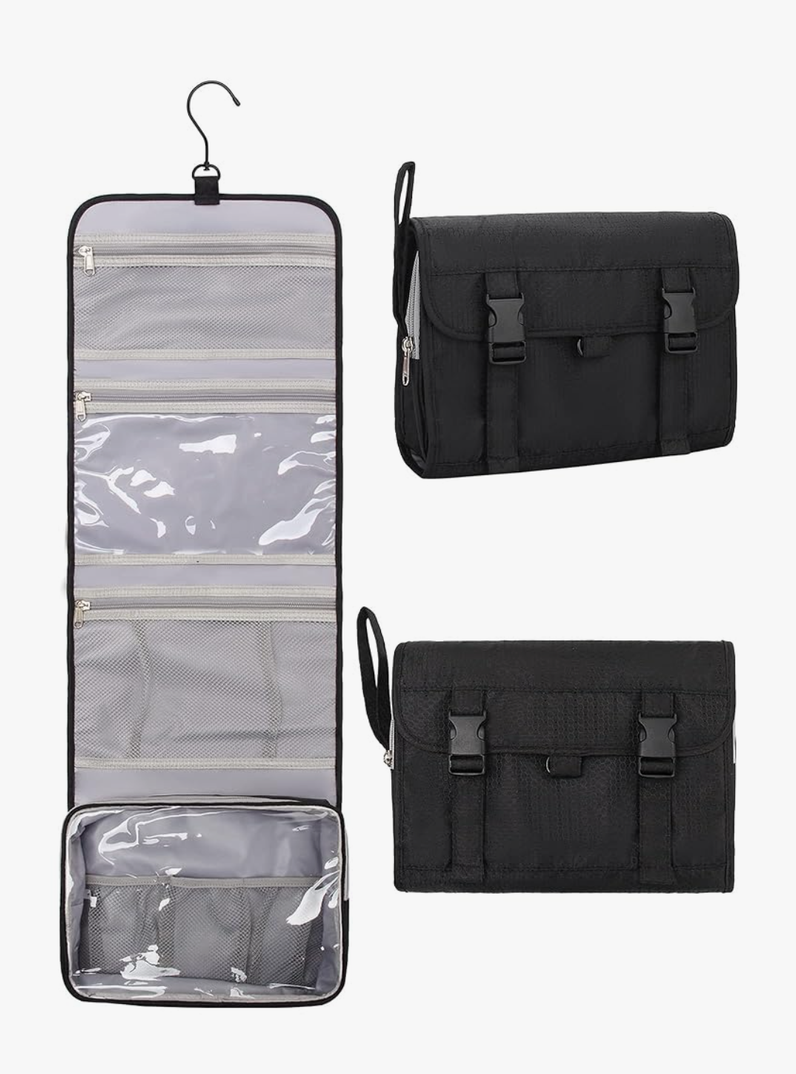 Relavel Travel Hanging Toiletry Bag for Men Women Travel Kit Shaving Bag Waterproof Large Makeup Bag Wash Bag Makeup Organizer Cosmetic Case for Bathroom Shower, Black