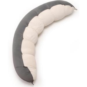 Peallow(Pat. Pend) – Long Round Body Pillow for Adults, Bolster Pillow for Sleeping, Soft and Supportive Pillow for Sleeping & Lumbar Support (Gray-White, 47")