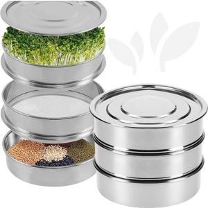 Stainless Steel Seed Sprouting Kit  Stainless Steel Sprouting Tray Round 3-Tier Seed Gardening Planter for Microgreens Broccoli Sprouts Growing Kit Microgreens Tray Germination