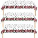 Qpout 3Pcs Valentine's Day Tablecloth Disposable Plastic 108x54 Inch, Romantic Heart Tablecloths with Love Design for Valentine's Day Party Decorations, Valentine Table Cloth for Home Decor