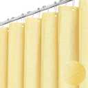 BTTN Yellow Fabric Shower Curtain - Linen Textured Weighted Cloth Shower Curtain Set with 12 Plastic Hooks, Machine Washable, Modern Hotel Luxury, Decorative Neutral Bath Curtains for Bathroom, 72x72
