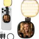 Foldable Magnetic Phone Selfie Light: No Camera Blocking CRI 95+ with Mirror & Adjustable & Rechargeable for Selfies/Photography/Vlog/Conference/Video Recording/Content Creator (Black)
