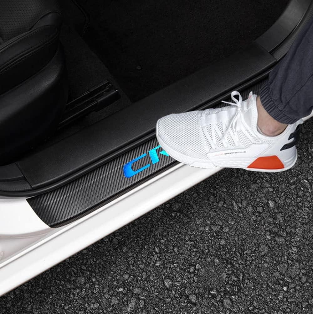LEXLEY for 2006-2023 2024 2025 2026 CRV CR-V Carbon Fiber Style Leather Door Sill Protector Anti-Dirty Scuff Plate Cover Guard Sills Protector Trim,Welcome Pedal Protect 4PCS -Blue