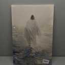Jesus Walking on Water Canvas Wall Art Bible Stories Wall Decor Pictures Christian God Religious Spirit Faith Posters Prints for Living Room Bedroom Church Home Decorations Ready (16"L x 12"W)