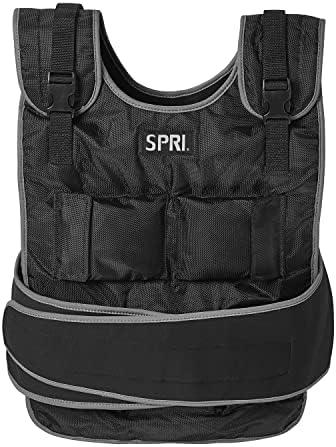 SPRI 20 lb Weighted Vest for Women & Men - Adjustable Weight Vest for Running, Strength Training, Endurance, and Fitness - Ten 2lb Weight Bags for Customized Workout - Comfort Fit and Durable Closure