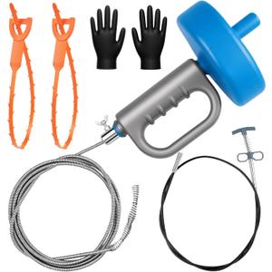 33ft Drain Snake Auger, Plumbing Snake Drain Hair Clog Removal Tool, Heavy Duty Toilet Snake Auger, Sink Unclogger Drain Cleaner Tool for Bathroom Kitchen Tub Shower Drain Clog Remover