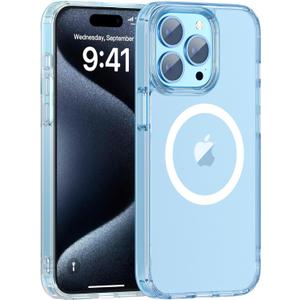 Magnetic for iPhone 15 Pro Max Case, [Crystal Clear Not Yellowing] [Compatible with Mag Safe] [Military Drop Protection] Non-Slip Shockproof Anti-Scratch Phone Case, Clear