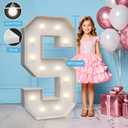 4FT Marquee Light Up Letters S, Party Decoration Large Marquee Light Up Letters with Weighted Water Bag, Pre-cut Foam Board Set Can Be Used for Birthdays, Weddings, Baby Anniversaries