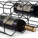 Fomanish 7 Bottle Holder - Freestanding Wine Rack, Modern Metal Tabletop Holder for Kitchen & Wine Cellar (Black)