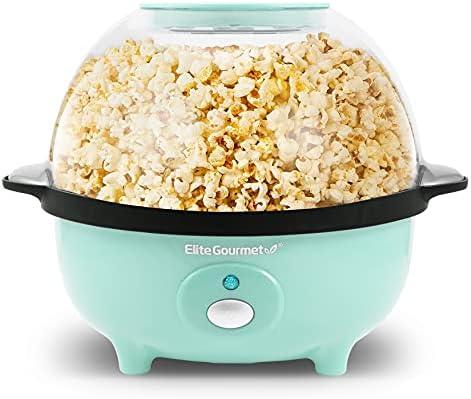 Amazon.com: Elite Gourmet EPM330M Automatic Stirring 12-cup Popcorn Maker Popper, Hot Oil Popcorn Machine w/Measuring Cap & Built-in Reversible Serving Bowl, Great for Home Party Kids, Safety ETL Approved, Mint: Home & Kitchen