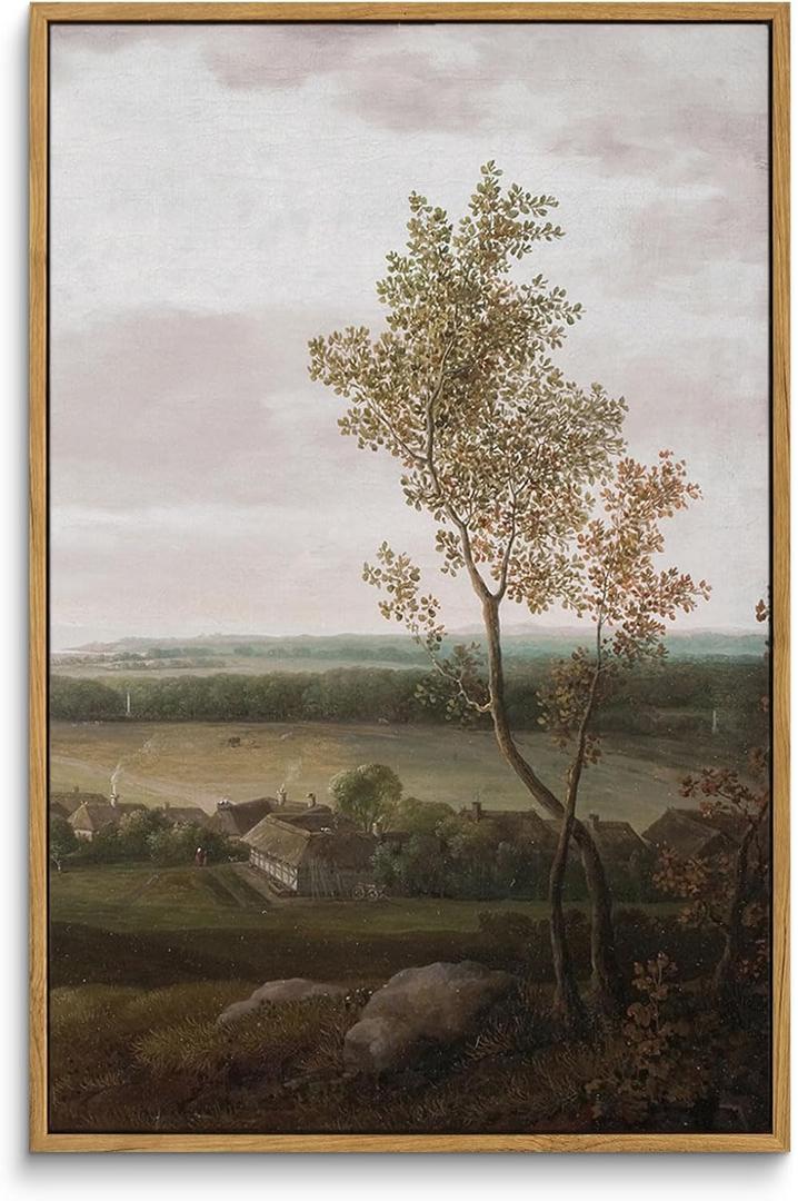 InSimSea Framed Canvas Prints Art Vintage Decor, Rural Scenery Landscape Paintings, Large Prints, Countryside Farmhouse Wall Decorations for Living Room Dining Room Bedroom, 16"x24" (View of the Country)