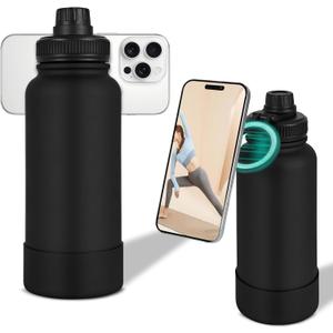34oz Insulated Magnetic Water Bottle | Compatible with MagSafe Phone Holder | Stainless Steel Water Bottle | BPA Free 12H Hot & 24H Cold | Perfect for Gym, Sports, Travel, Car and Work (Black)