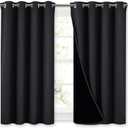 NICETOWN 100% Blackout Curtains 45 inches Length, 2 Thick Layers Completely Blackout Window Treatment Thermal Insulated Lined Drapes for Basement Window (Black, 1 Pair, 52 inches Width Each Panel) (52"W x 45"L (Pack of 2))