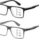 Ricafirla Progressive Multifocal Reading Glasses Men Women Multifocus Transition Trifocal Readers Multi Focus Clear On Top Blue Light Computer TR90 Wide Frames Spring Hinge +2.50 Spring Hinge 2 Pack