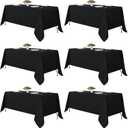 Fitable Black Tablecloths for Rectangle Tables, 6 Pack - 70 x 120 Inches - Reusable and Washable Table Clothes for 6-8 Ft Tables, Polyester Fabric Table Covers for Wedding, Party, Banquet
