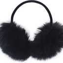 surell Rabbit Fur Women’s Earmuff with Velvet Band - Furry Ear Warmer - Thick Plush Outdoor Headwear for Cold Weather