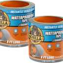 Gorilla Waterproof Patch & Seal Tape, Clear Tape, 4" x 8' (Pack of 2) - Permanent Weather Resistant Seal for Leaks and Repairs