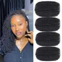 Afro Kinky Bulk Hair For Dreadlock Extensions Repair Locs,Twist Braiding, 100% Handmade Braiding Hair 30Grams each bundles Total (4Bundles/Pack)14Inch #1B