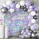 Shimmer Wall Backdrop Panels 12 Pack, 3FT x 4FT Ozikutech Sequin Backdrop for Birthday Anniversary Festival Party Decoration, Purple