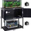 20/29/30 Gallon Fish Tank Stand with Storage Cabinet Farmhouse Wood Aquarium Stand for Fish Reptile Heavy Duty Terrarium Stand for Living Room Entry Way Hallway Black