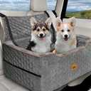 Dog Car Seat for Medium/Large Dog Booster Seat Under 60 lbs or 2 Small Dogs, MultiFunctional Pet Car Seat with Thick Cushion, 2 Safety Leashes (Gray)